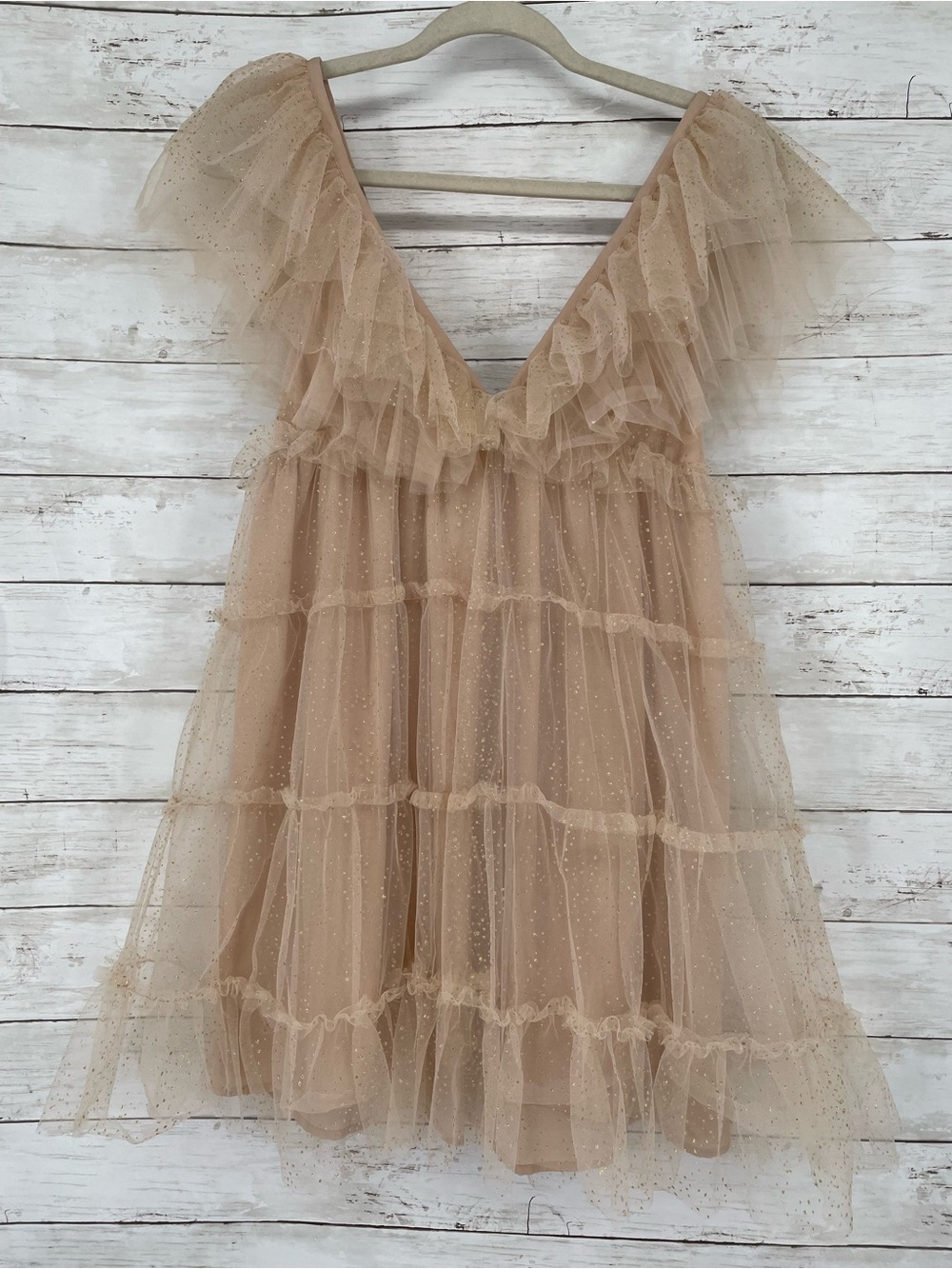 Show Me Your Mumu Miranda Dress Sparkle Dust Tulle Ruffle Mini Dress M Coquette - Picture 2 of 9
